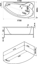 Bas Акриловая ванна Николь 170x100 R с гидромассажем – фотография-4